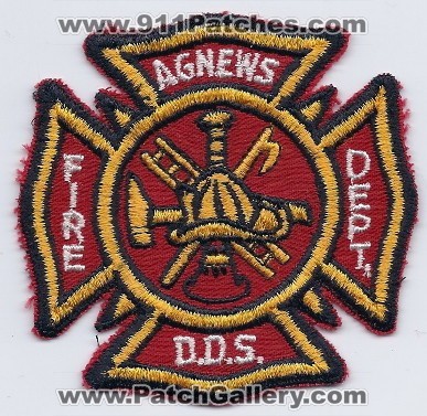 Agnews State Hospital DDS Fire Department (California)
Thanks to PaulsFirePatches.com for this scan.
Keywords: d.d.s. dept.