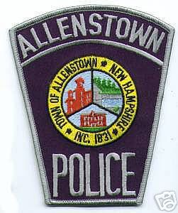 Allenstown Police (New Hampshire)
Thanks to apdsgt for this scan.
Keywords: town of