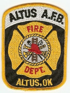 Altus AFB Fire Dept
Thanks to PaulsFirePatches.com for this scan.
Keywords: oklahoma department air force base usaf