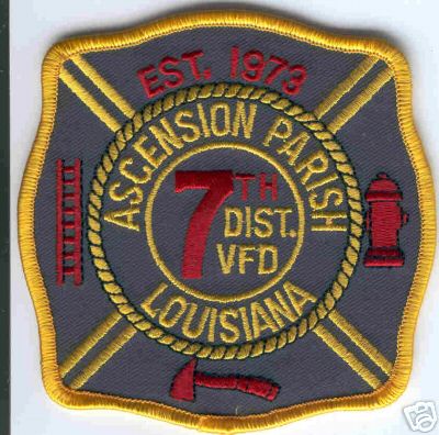 Ascension Parish VFD Dist 7
Thanks to Brent Kimberland for this scan.
Keywords: fire volunteer department district
