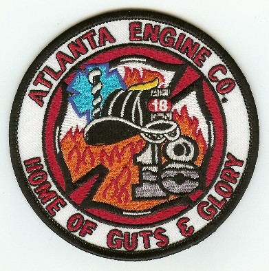 Atlanta Fire Company 18 (Georgia)
Thanks to PaulsFirePatches.com for this scan.
Keywords: engine
