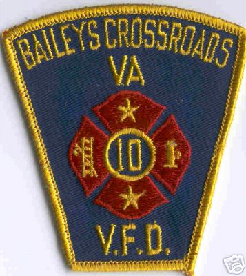 Baileys Crossroads V.F.D.
Thanks to Brent Kimberland for this scan.
Keywords: virginia fire volunteer department vfd 10