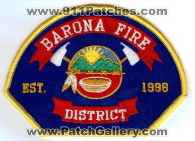 Barona Fire District (California)
Thanks to PaulsFirePatches.com for this scan.
Keywords: department dept.