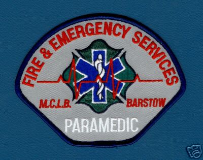Barstow MCLB Fire & Emergency Services Paramedic
Thanks to PaulsFirePatches.com for this scan.
Keywords: california marines corps logistics base us m.c.l.b.