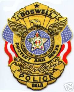 Boswell Police (Oklahoma)
Thanks to apdsgt for this scan.
