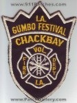 Chackbay Volunteer Fire Department (Louisiana)
Thanks to Dave Slade for this scan.
Keywords: vol. dept. la. gumbo festival