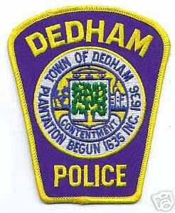 Dedham Police (Massachusetts)
Thanks to apdsgt for this scan.
Keywords: town of
