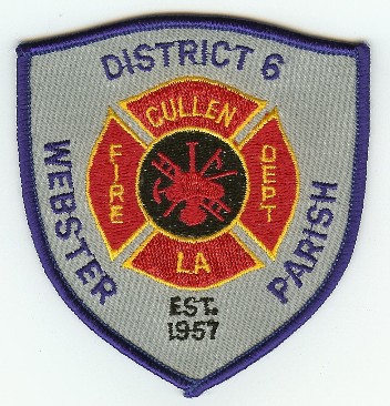 District 6 Fire Dept
Thanks to PaulsFirePatches.com for this scan.
Keywords: louisiana department webster parish cullen