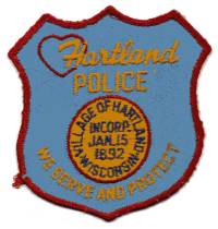 Hartland Police (Wisconsin)
Thanks to BensPatchCollection.com for this scan.
Keywords: village of