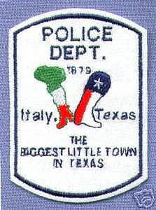 Italy Police Dept (Texas)
Thanks to apdsgt for this scan.
Keywords: department