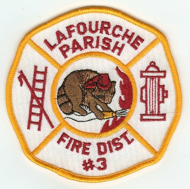 LaFourche Fire Dist #3
Thanks to PaulsFirePatches.com for this scan.
Keywords: louisiana la fourche district