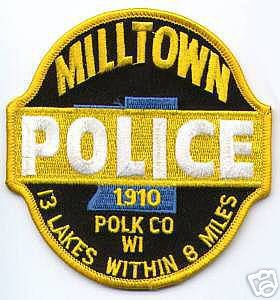 Milltown Police (Wisconsin)
Thanks to apdsgt for this scan.
County: Polk
