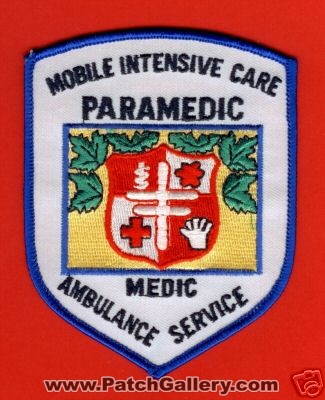 Mobile Intensive Care Ambulance Service Paramedic
Thanks to PaulsFirePatches.com for this scan.
Keywords: california ems