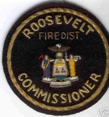 Roosevelt Fire District Commissioner Patch (New York) (Gold Bullion)
Thanks to Brent Kimberland for this scan.
Keywords: dist. department dept.