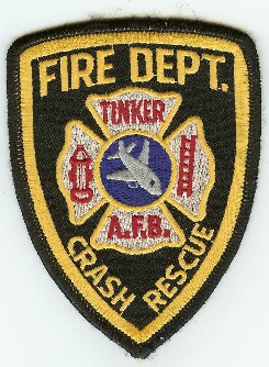 Tinker AFB Fire Dept Crash Rescue
Thanks to PaulsFirePatches.com for this scan.
Keywords: oklahoma air force base usaf cfr arff aircraft department