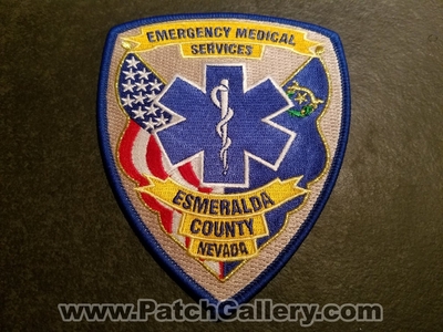 Esmeralda County Emergency Medical Services EMS Patch (Nevada)
Thanks to Jeremiah Herderich for the picture.
Keywords: co. ambulance emt paramedic