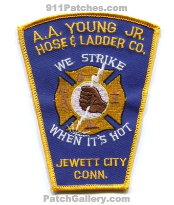 AA Young Jr Hose and Ladder Company Fire Department Jewett City Patch (Connecticut)
Scan By: PatchGallery.com
Keywords: a.a. junior jr. & co. dept.