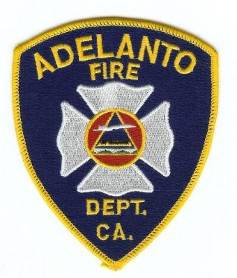 Adelanto Fire Dept
Thanks to PaulsFirePatches.com for this scan.
Keywords: california department
