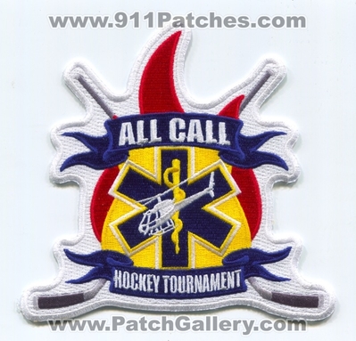 All Call Hockey Tournament Patch (Colorado)
[b]Scan From: Our Collection[/b]
[b]Patch Made By: 911Patches.com [/b]
Keywords: fire ems rescue air medical ambulance helicopter emt paramedic police department dept. sheriffs office foundation 1023