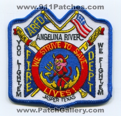 Angelina River Fire Department (Texas)
Scan By: PatchGallery.com
Keywords: dept. arfd jasper we strive to save lives! you light&#039;em we fight&#039;em pride honor