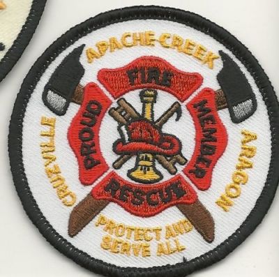Apache Creek Fire Rescue Department (New Mexico)
Thanks to Mark Hetzel Sr. for this scan.
Keywords: dept. proud member protect and serve all cruzville aragon