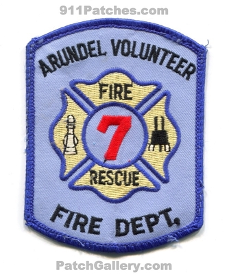 Arundel Volunteer Fire Rescue Department 7 Patch (Maryland)
Scan By: PatchGallery.com
Keywords: vol. dept.