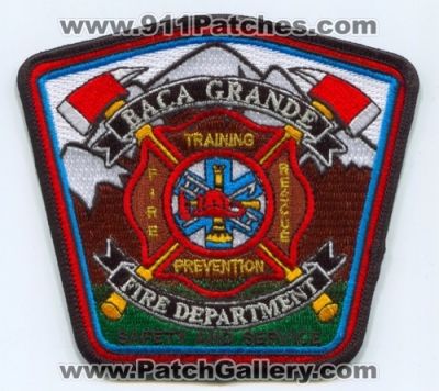 Baca Grande Fire Rescue Department Patch (Colorado)
[b]Scan From: Our Collection[/b]
[b]Patch Made By: 911Patches.com[/b]
Keywords: dept. training prevention safety and service