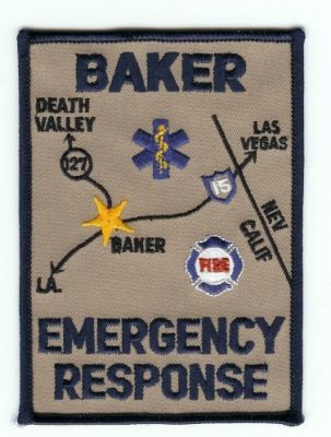 Baker Emergency Response
Thanks to PaulsFirePatches.com for this scan.
Keywords: california fire