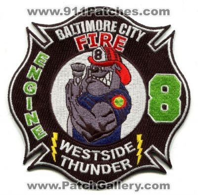 Baltimore City Fire Department Engine 8 (Maryland)
Scan By: PatchGallery.com
Keywords: dept. bcfd balto. company station westside thunder bulldog