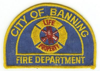 Banning Fire Department
Thanks to PaulsFirePatches.com for this scan.
Keywords: california city of