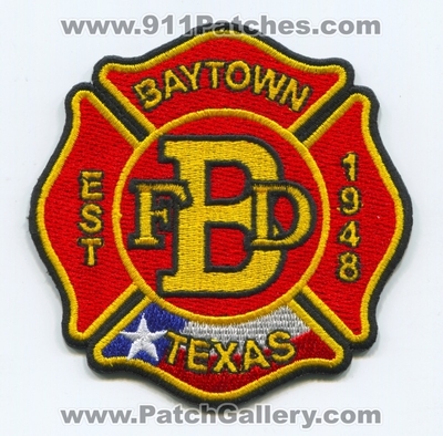 Baytown Fire Department Patch (Texas)
Scan By: PatchGallery.com
Keywords: dept. bfd est 1948