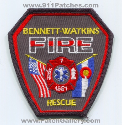 Bennett-Watkins Fire Rescue Department District 7 Patch (Colorado)
[b]Scan From: Our Collection[/b]
Keywords: dept. dist. number no. #7