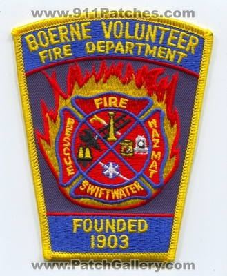 Boerne Volunteer Fire Department Patch (Texas)
Scan By: PatchGallery.com
Keywords: vol. dept. rescue swiftwater hazmat haz-mat