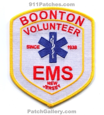 Boonton Volunteer Emergency Medical Services EMS Kiwanis First Aid Squad Patch (New Jersey)
Scan By: PatchGallery.com
[b]Patch Made By: 911Patches.com[/b]
Keywords: vol. ambulance emt paramedic since 1938