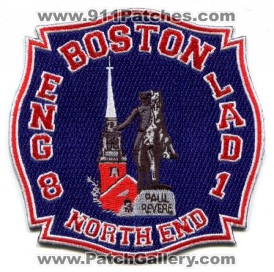 Boston Fire Department Engine 8 Ladder 1 Patch (Massachusetts)
Scan By: PatchGallery.com
Keywords: dept. bfd co. company station north end paul revere