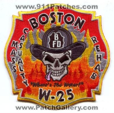 Boston Fire Department W-25 Mass Casualty Rehab Patch (Massachusetts)
Scan By: PatchGallery.com
Keywords: dept. bfd company co. station w25 wheres the water