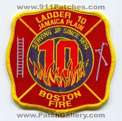 Boston Fire Department Ladder 10 Patch (Massachusetts)
Scan By: PatchGallery.com
Keywords: Dept. BFD B.F.D. Company Co. Station Jamaica Plain - Serving JP Since 1874