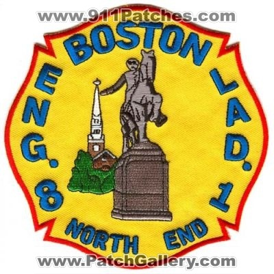 Boston Fire Department Engine 8 Ladder 1 (Massachusetts)
Scan By: PatchGallery.com
Keywords: dept. bfd eng. lad. company station north end