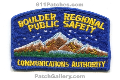 Boulder Regional Public Safety Communications Authority Patch (Colorado)
[b]Scan From: Our Collection[/b]
Keywords: 911 communications dispatcher fire ems police sheriffs