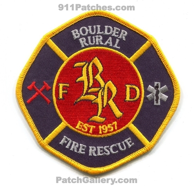 Boulder Rural Fire Rescue Department Patch (Colorado)
[b]Scan From: Our Collection[/b]
Keywords: dept. est 1957
