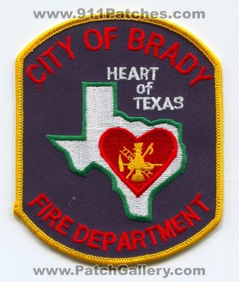 Brady Fire Department Patch (Texas)
Scan By: PatchGallery.com
Keywords: city of dept. heart of