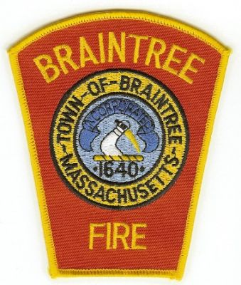 Braintree Fire
Thanks to PaulsFirePatches.com for this scan.
Keywords: massachusetts town of