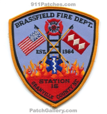 Brassfield Fire Rescue Department Station 16 Granville County Patch (North Carolina)
Scan By: PatchGallery.com
Keywords: dept. est. 1984 co.