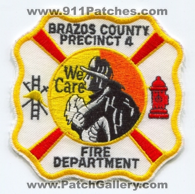 Brazos County Precinct 4 Fire Department Patch (Texas)
Scan By: PatchGallery.com
Keywords: co. pct. dept. we care