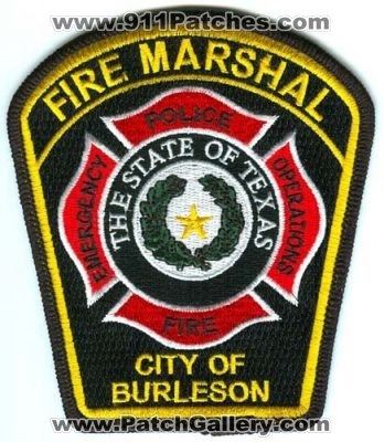 Burleson Fire Marshal Patch (Texas)
[b]Scan From: Our Collection[/b]
Keywords: emergency police operations