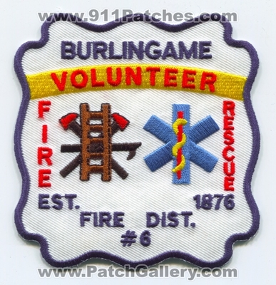 Burlingame Volunteer Fire Rescue Department District 6 Patch (Kansas)
Scan By: PatchGallery.com
Keywords: vol. dept. dist. number no. #6