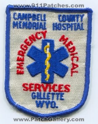 Campbell County Memorial Hospital Emergency Medical Services EMS Patch (Wyoming)
Scan By: PatchGallery.com
Keywords: co. gillette wyo.