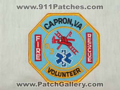 Capron Volunteer Fire Rescue (Virginia)
Thanks to Walts Patches for this picture.
Keywords: department dept.