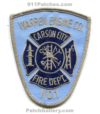 Carson City Fire Department Warren Engine Company Number 1 Patch (Nevada)
Scan By: PatchGallery.com
Keywords: dept. co. no. #1
