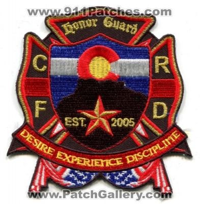 Castle Rock Fire and Rescue Department Honor Guard Patch (Colorado) (Prototype)
[b]Scan From: Our Collection[/b]
(Confirmed)
www.castlerockfirefighters.org
www.crgov.com/fire
Keywords: dept. crfd & desire experience discipline est. 2005